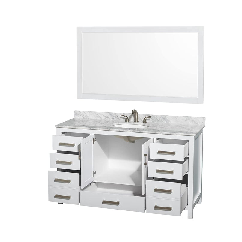 Sheffield 60" Free Standing Single Basin Vanity Set with Cabinet, Marble Vanity Top, and Framed Mirror - image 8