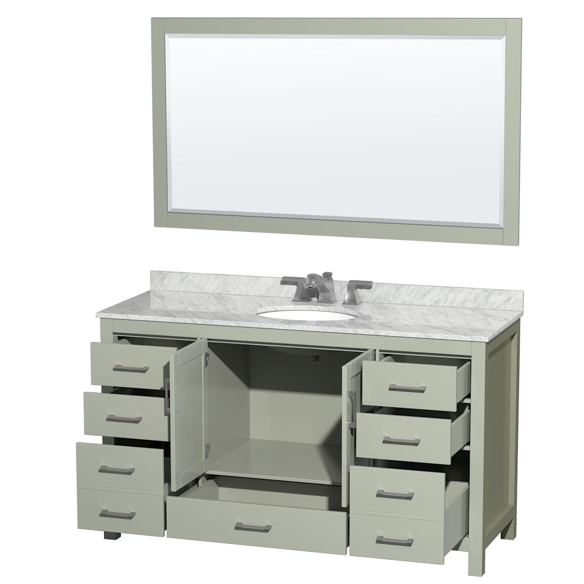 Sheffield 60" Free Standing Single Basin Vanity Set with Cabinet, Marble Vanity Top, and Framed Mirror - image 14