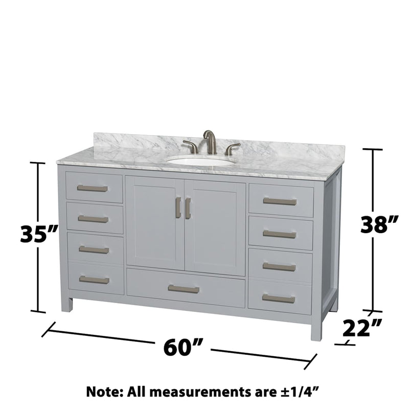 Sheffield 60" Free Standing Single Basin Vanity Set with Cabinet, Marble Vanity Top, and Medicine Cabinet - image 4