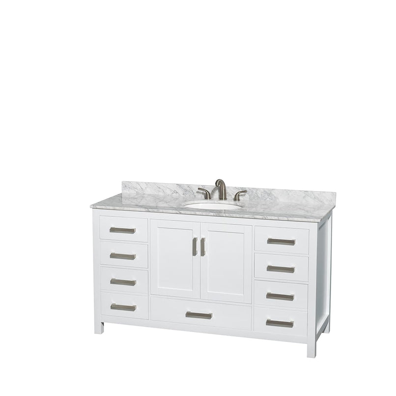 Sheffield 60" Free Standing Single Basin Vanity Set with Cabinet, Marble Vanity Top, and Medicine Cabinet - image 11