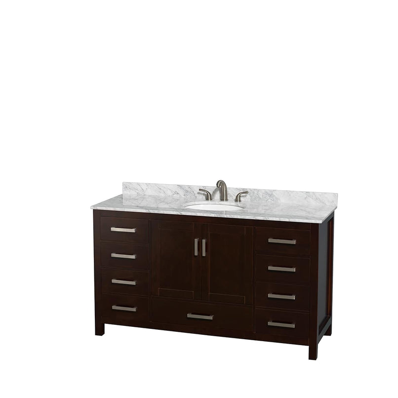 Sheffield 60" Free Standing Single Basin Vanity Set with Cabinet, Marble Vanity Top, and Medicine Cabinet - image 14