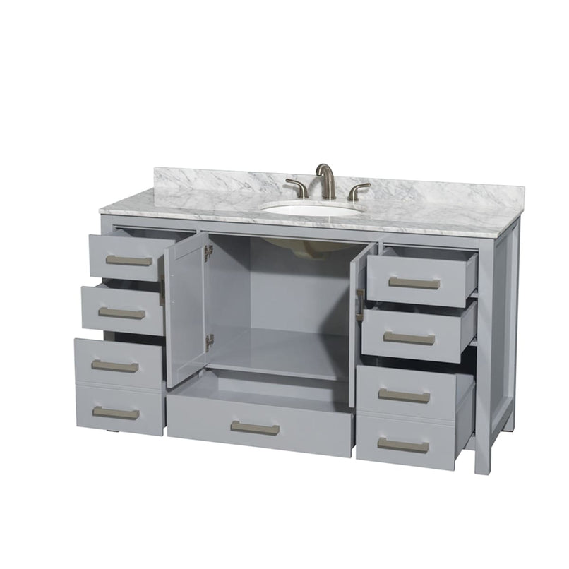 Sheffield 60" Free Standing Single Basin Vanity Set with Cabinet and Marble Vanity Top - image 2