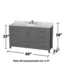 Sheffield 60" Free Standing Single Basin Vanity Set with Cabinet and Marble Vanity Top - image 6