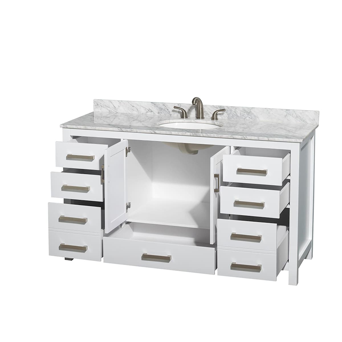 Sheffield 60" Free Standing Single Basin Vanity Set with Cabinet and Marble Vanity Top