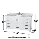 Sheffield 60" Free Standing Single Basin Vanity Set with Cabinet and Marble Vanity Top - image 9