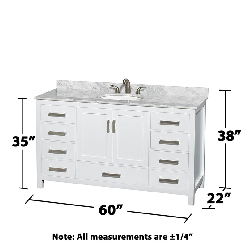 Sheffield 60" Free Standing Single Basin Vanity Set with Cabinet and Marble Vanity Top - image 9