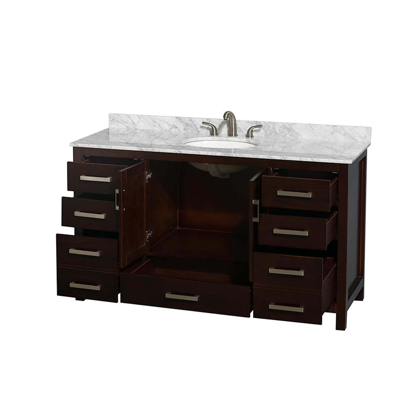 Sheffield 60" Free Standing Single Basin Vanity Set with Cabinet and Marble Vanity Top - image 10
