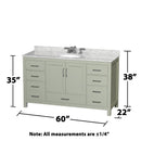 Sheffield 60" Free Standing Single Basin Vanity Set with Cabinet and Marble Vanity Top - image 14