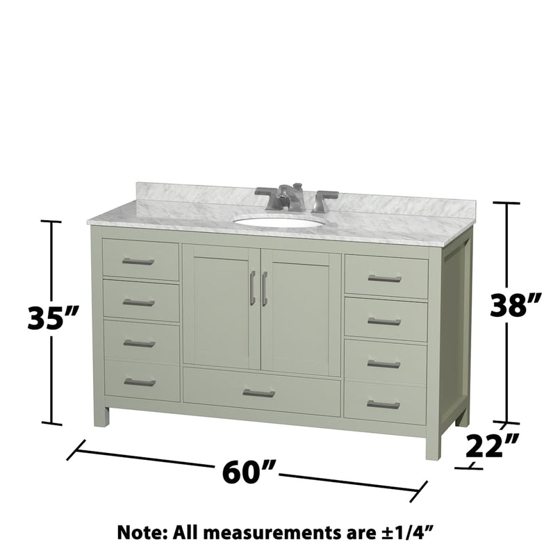 Sheffield 60" Free Standing Single Basin Vanity Set with Cabinet and Marble Vanity Top - image 14