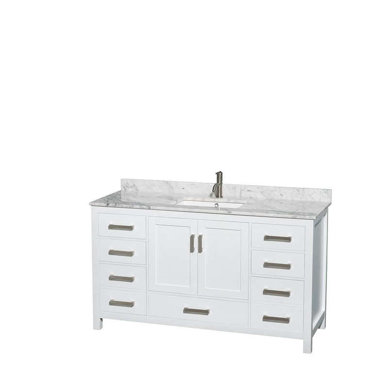 Sheffield 60" Free Standing Single Basin Vanity Set with Cabinet, Marble Vanity Top, and Medicine Cabinet - image 10