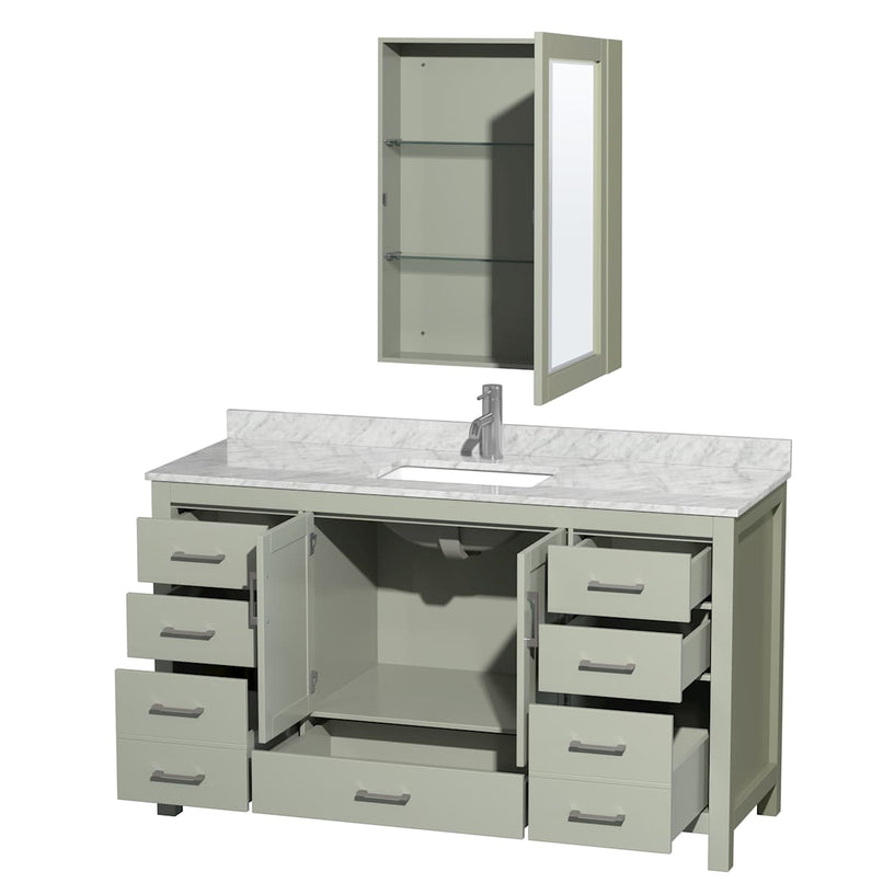Sheffield 60" Free Standing Single Basin Vanity Set with Cabinet, Marble Vanity Top, and Medicine Cabinet - image 15