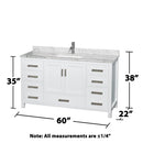 Sheffield 60" Free Standing Single Basin Vanity Set with Cabinet and Marble Vanity Top - image 9