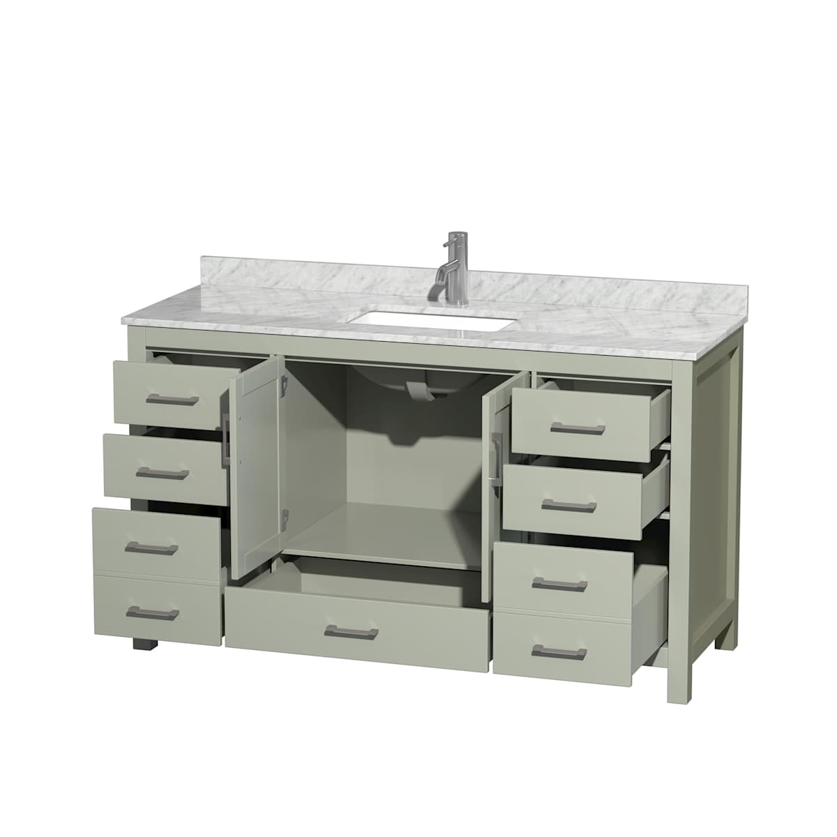 Sheffield 60" Free Standing Single Basin Vanity Set with Cabinet and Marble Vanity Top - image 13
