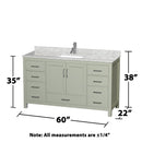 Sheffield 60" Free Standing Single Basin Vanity Set with Cabinet and Marble Vanity Top - image 14