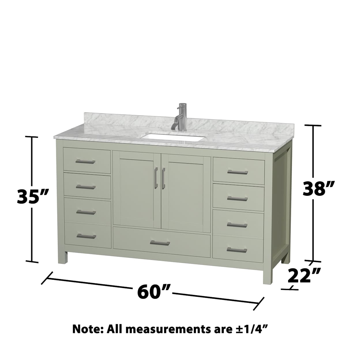 Sheffield 60" Free Standing Single Basin Vanity Set with Cabinet and Marble Vanity Top - image 14