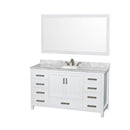 Sheffield 60" Free Standing Single Basin Vanity Set with Cabinet, Marble Vanity Top, and Framed Mirror - image 1