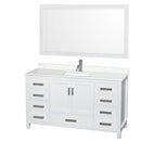 Sheffield 60" Free Standing Single Basin Vanity Set with Cabinet, Quartz Vanity Top, and Framed Mirror - image 1