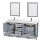 Sheffield 72" Free Standing Double Basin Vanity Set with Cabinet, Quartz Vanity Top, and Framed Mirror - image 10