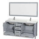 Sheffield 72" Free Standing Double Basin Vanity Set with Cabinet, Quartz Vanity Top, and Framed Mirror - image 11