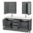 Sheffield 72" Free Standing Double Basin Vanity Set with Cabinet, Quartz Vanity Top, and Medicine Cabinet - image 14