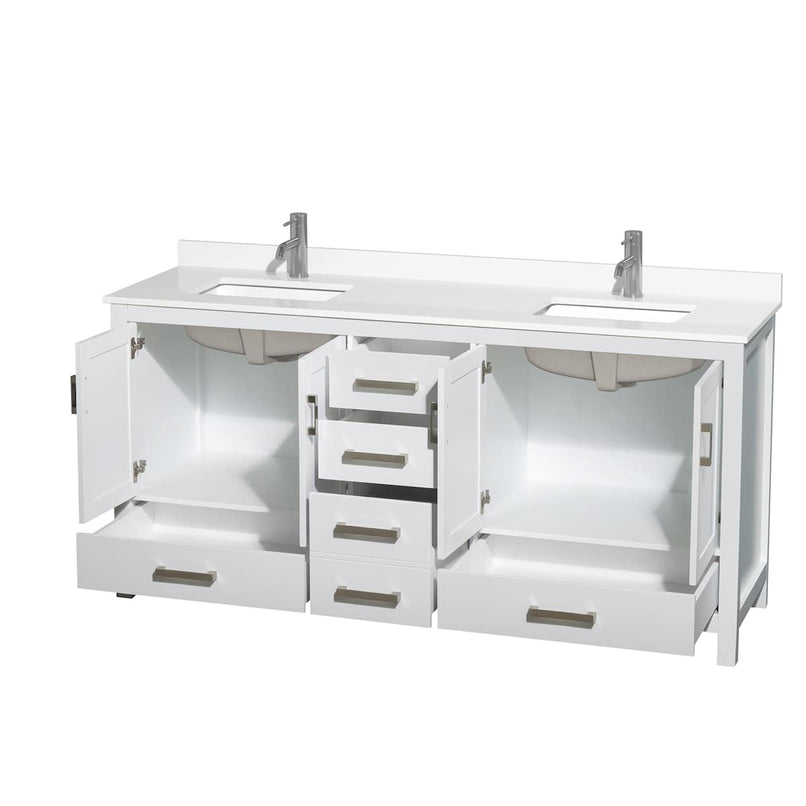 Sheffield 72" Free Standing Double Basin Vanity Set with Cabinet and Quartz Vanity Top - image 6