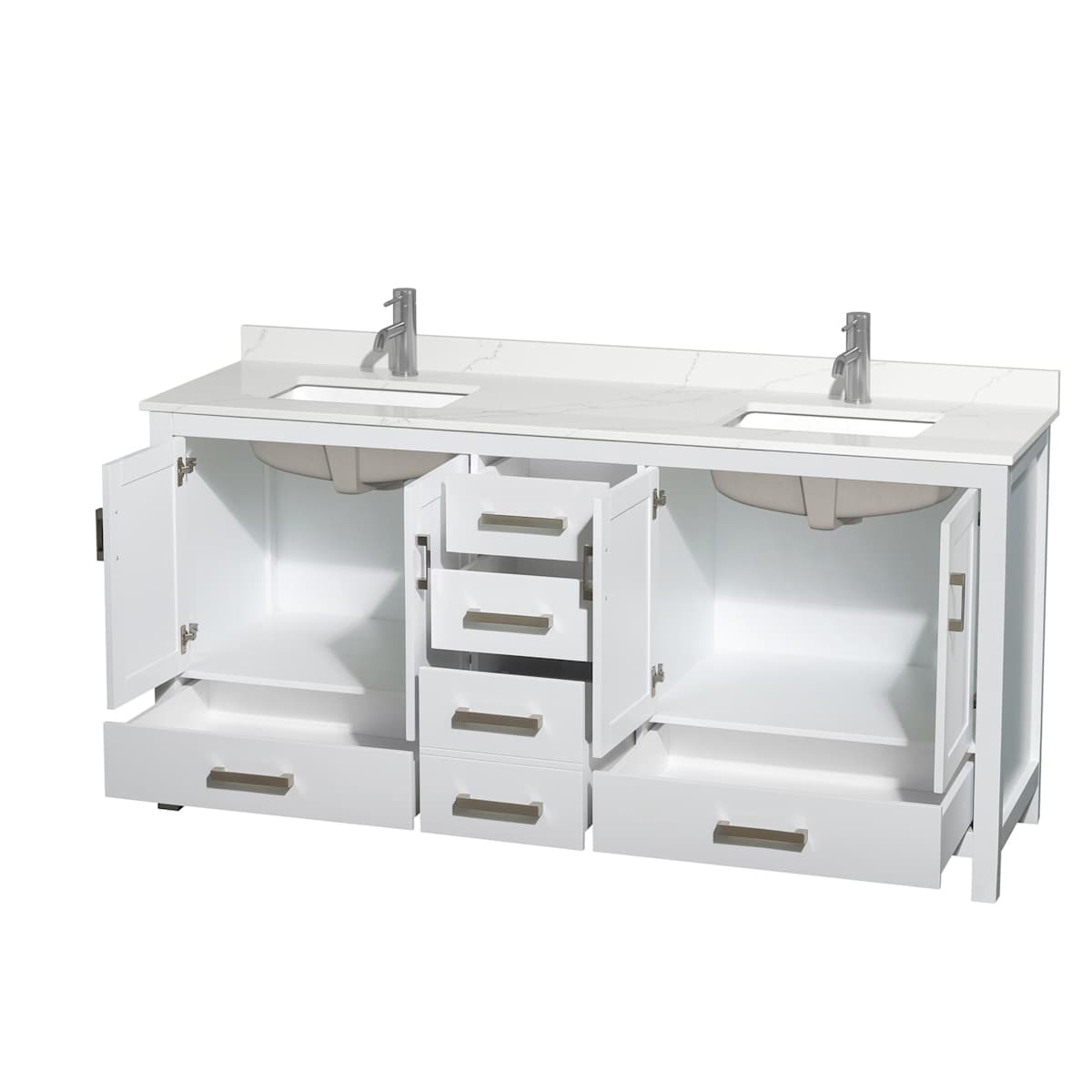 Sheffield 72" Free Standing Double Basin Vanity Set with Cabinet and Quartz Vanity Top
