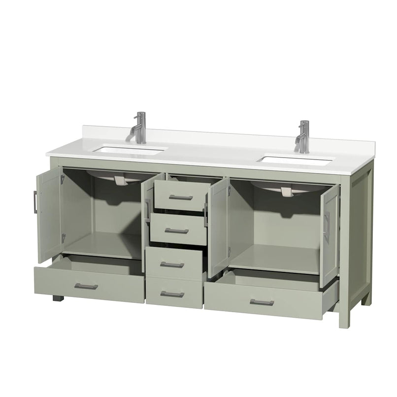 Sheffield 72" Free Standing Double Basin Vanity Set with Cabinet and Quartz Vanity Top - image 8