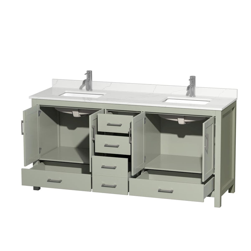 Sheffield 72" Free Standing Double Basin Vanity Set with Cabinet and Quartz Vanity Top - image 9