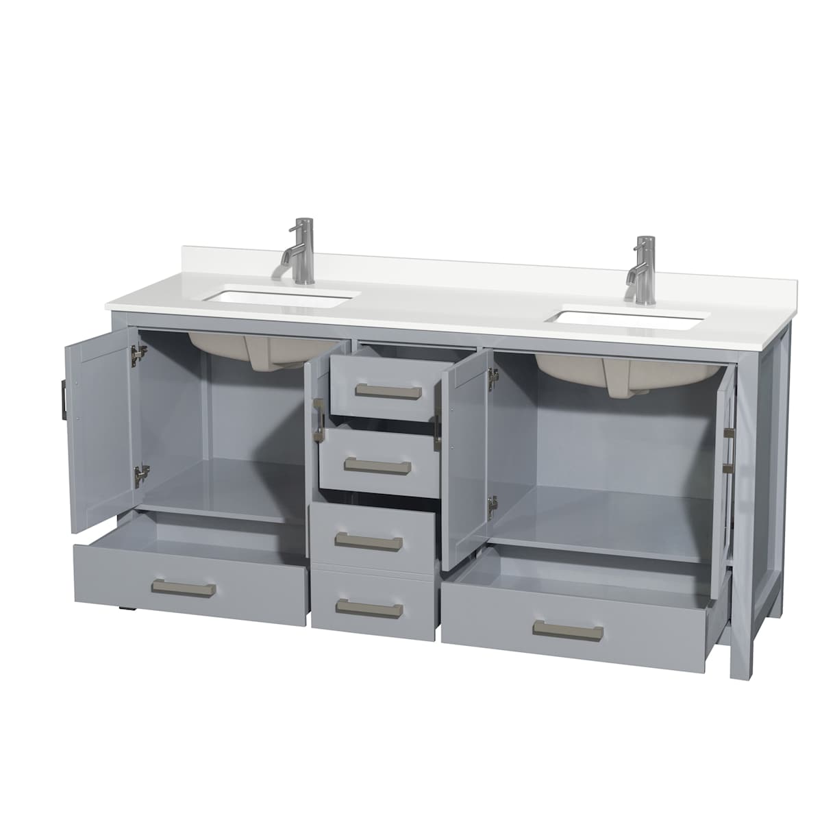 Sheffield 72" Free Standing Double Basin Vanity Set with Cabinet and Quartz Vanity Top - image 12