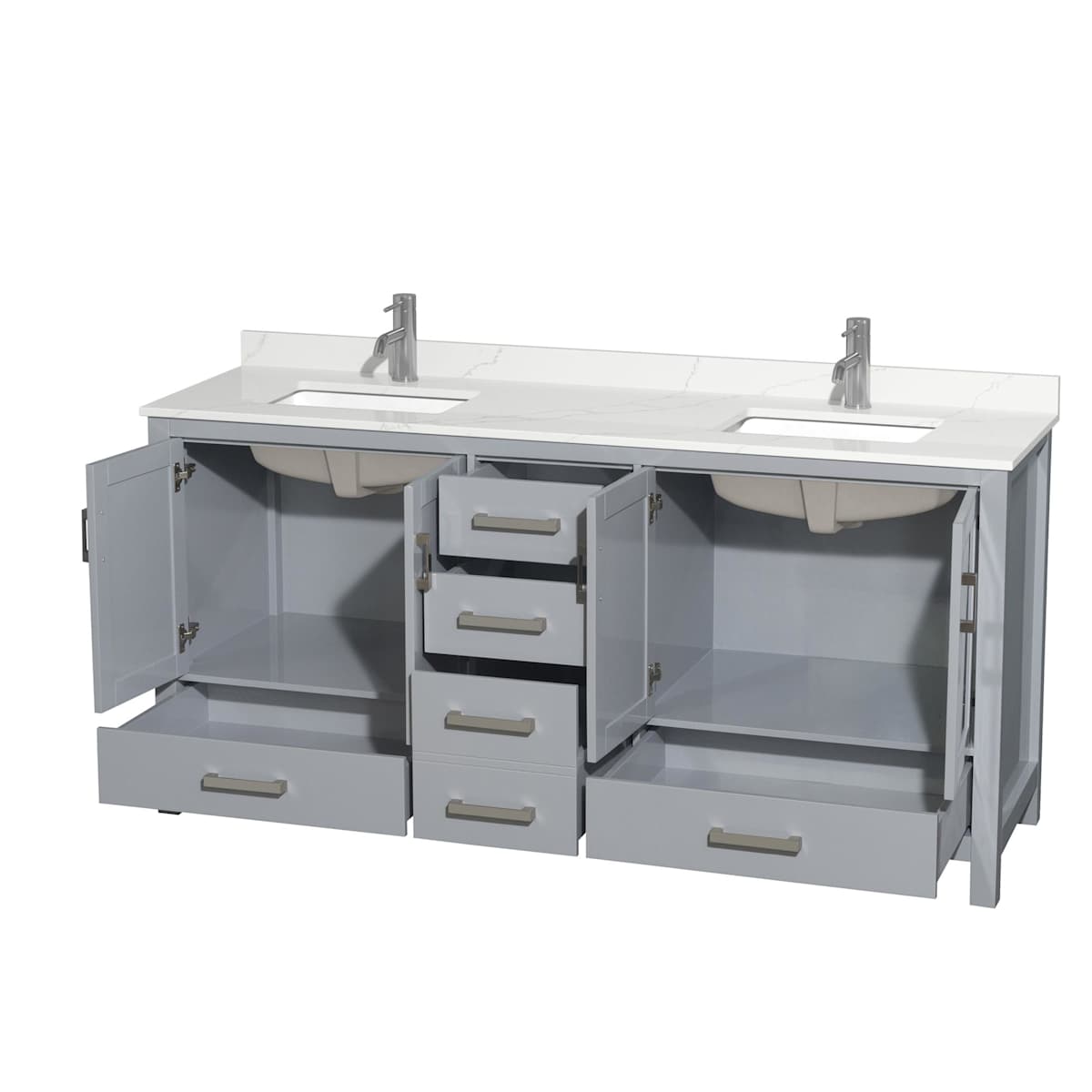 Sheffield 72" Free Standing Double Basin Vanity Set with Cabinet and Quartz Vanity Top - image 13