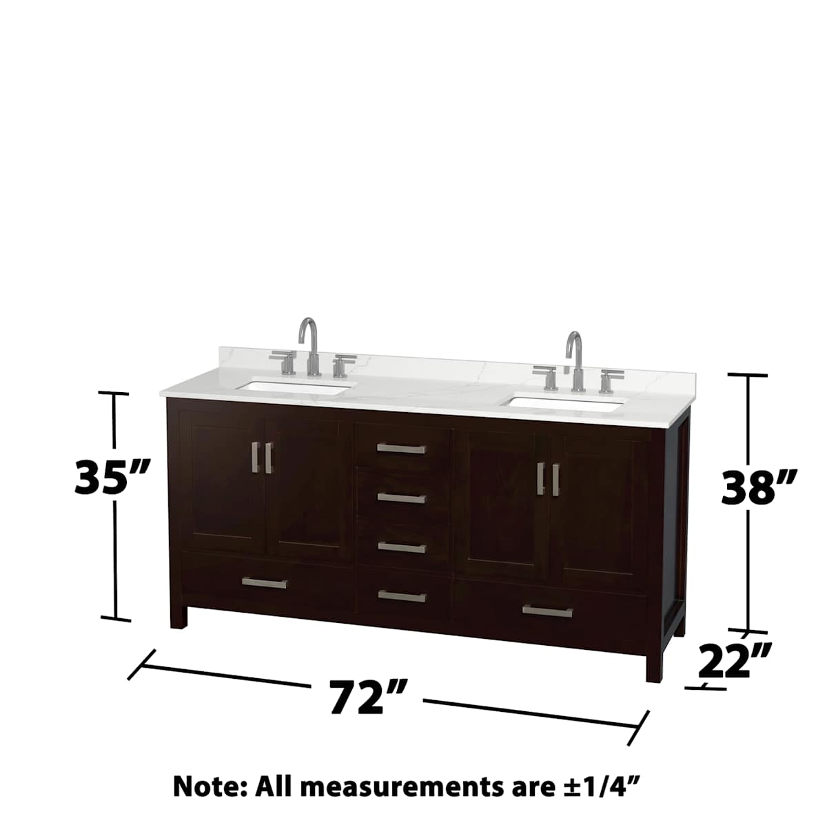 Sheffield 72" Free Standing Double Basin Vanity Set with Cabinet, Quartz Vanity Top, and Medicine Cabinet