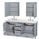 Sheffield 72" Free Standing Double Basin Vanity Set with Cabinet, Quartz Vanity Top, and Medicine Cabinet - image 18
