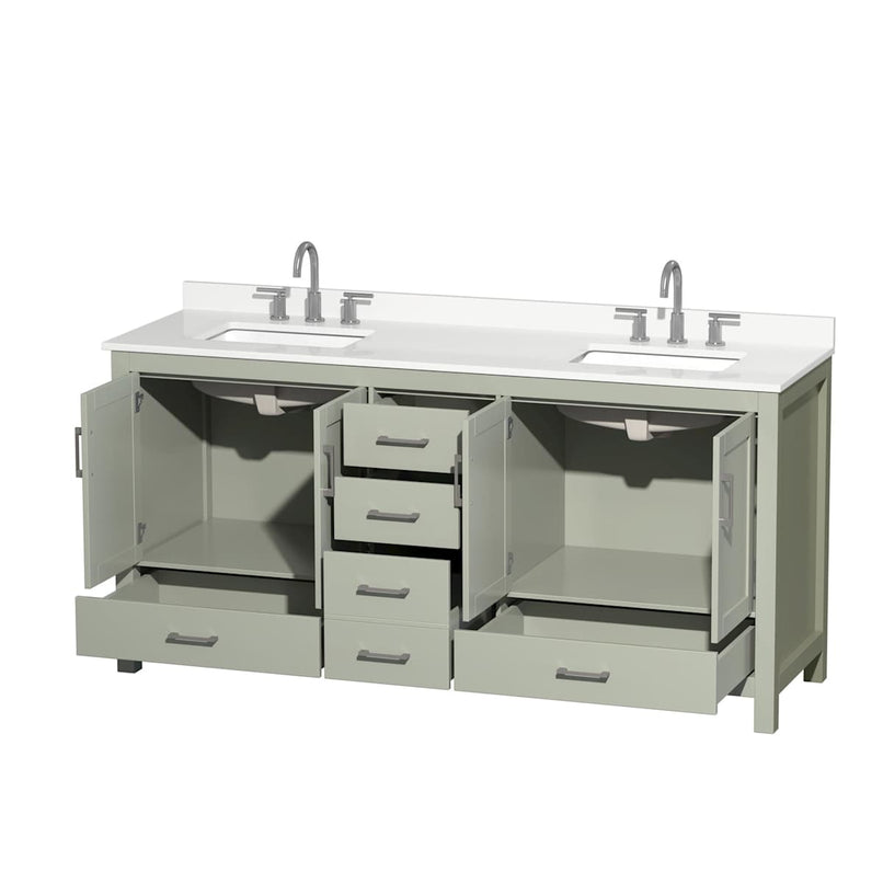 Sheffield 72" Free Standing Double Basin Vanity Set with Cabinet and Quartz Vanity Top - image 9