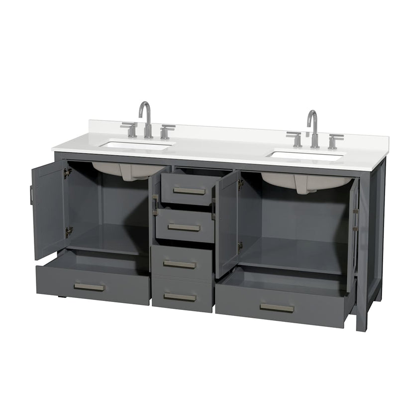 Sheffield 72" Free Standing Double Basin Vanity Set with Cabinet and Quartz Vanity Top - image 11