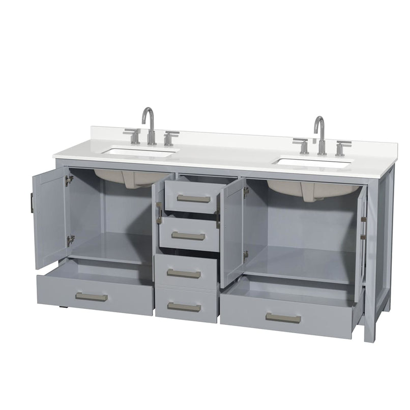 Sheffield 72" Free Standing Double Basin Vanity Set with Cabinet and Quartz Vanity Top - image 13