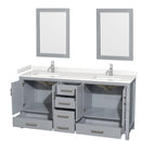 Sheffield 72" Free Standing Double Basin Vanity Set with Cabinet, Cultured Marble Vanity Top, and Framed Mirrors - image 2