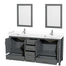 Sheffield 72" Free Standing Double Basin Vanity Set with Cabinet, Cultured Marble Vanity Top, and Framed Mirrors - image 12