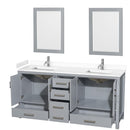 Sheffield 72" Free Standing Double Basin Vanity Set with Cabinet, Cultured Marble Vanity Top, and Framed Mirrors - image 14