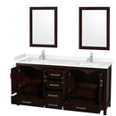 Sheffield 72" Free Standing Double Basin Vanity Set with Cabinet, Cultured Marble Vanity Top, and Framed Mirrors - image 16