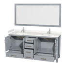Sheffield 72" Free Standing Double Basin Vanity Set with Cabinet, Cultured Marble Vanity Top, and Framed Mirror - image 2