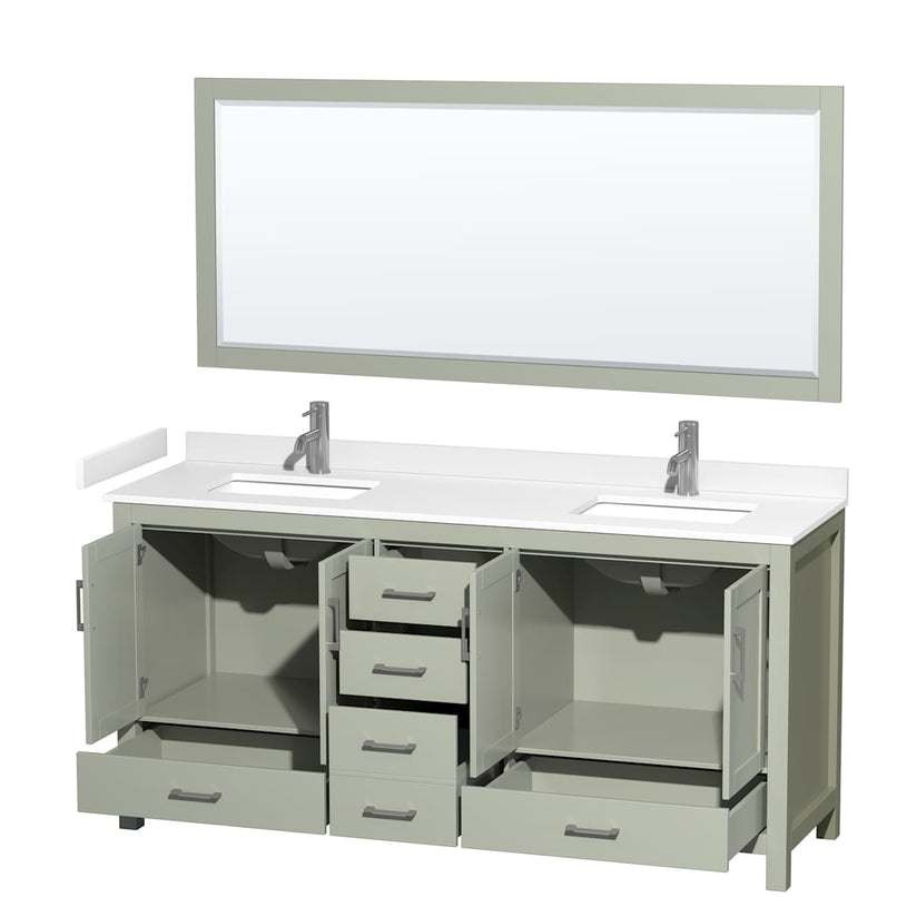 Sheffield 72" Free Standing Double Basin Vanity Set with Cabinet, Cultured Marble Vanity Top, and Framed Mirror - image 13