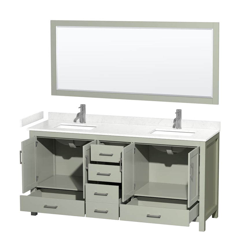 Sheffield 72" Free Standing Double Basin Vanity Set with Cabinet, Cultured Marble Vanity Top, and Framed Mirror - image 14