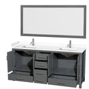 Sheffield 72" Free Standing Double Basin Vanity Set with Cabinet, Cultured Marble Vanity Top, and Framed Mirror - image 15