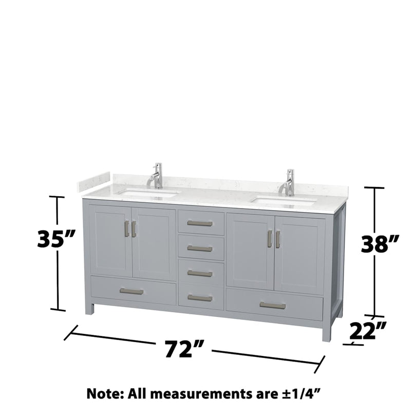 Sheffield 72" Free Standing Double Basin Vanity Set with Cabinet, Cultured Marble Vanity Top, and Medicine Cabinets - image 4
