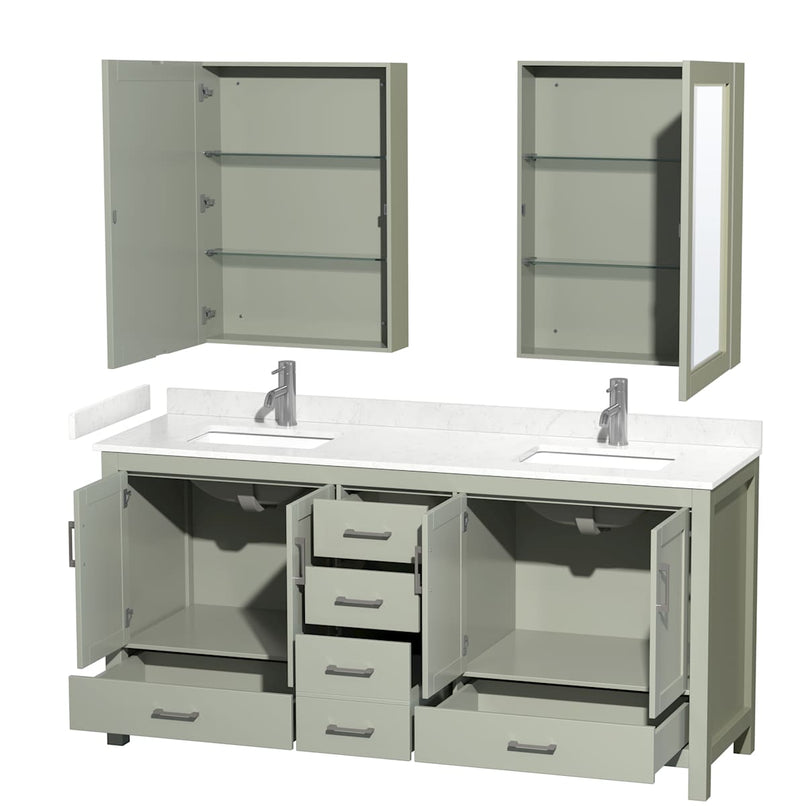 Sheffield 72" Free Standing Double Basin Vanity Set with Cabinet, Cultured Marble Vanity Top, and Medicine Cabinets - image 11