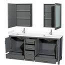Sheffield 72" Free Standing Double Basin Vanity Set with Cabinet, Cultured Marble Vanity Top, and Medicine Cabinets - image 12