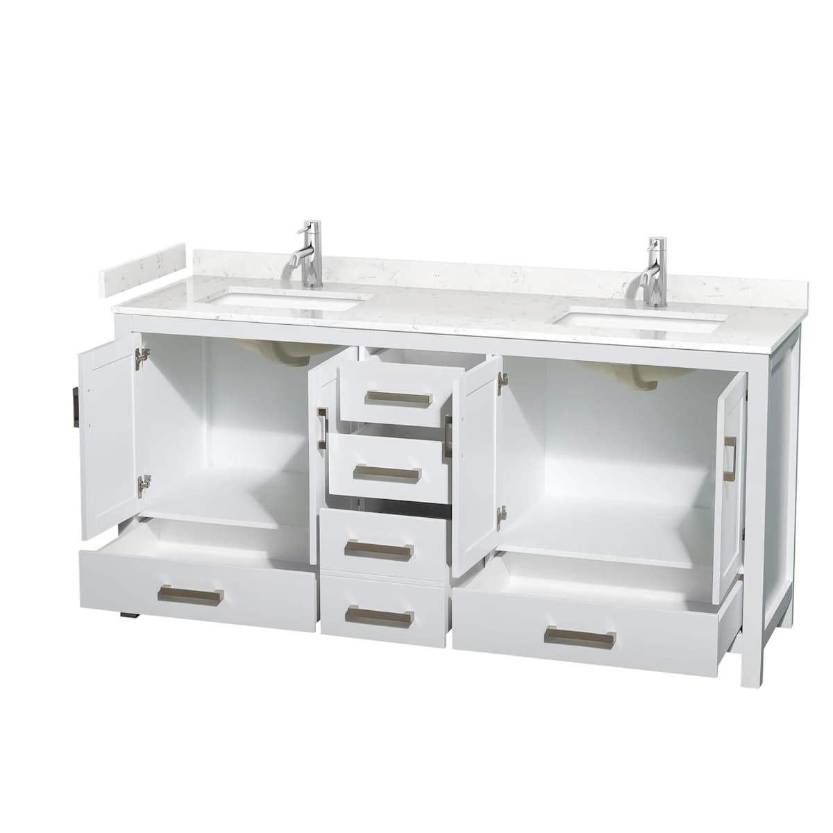 Sheffield 72" Free Standing Double Basin Vanity Set with Cabinet and Cultured Marble Vanity Top