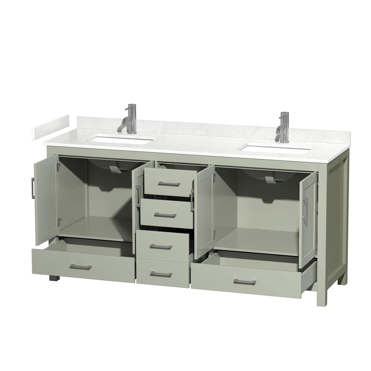 Sheffield 72" Free Standing Double Basin Vanity Set with Cabinet and Cultured Marble Vanity Top