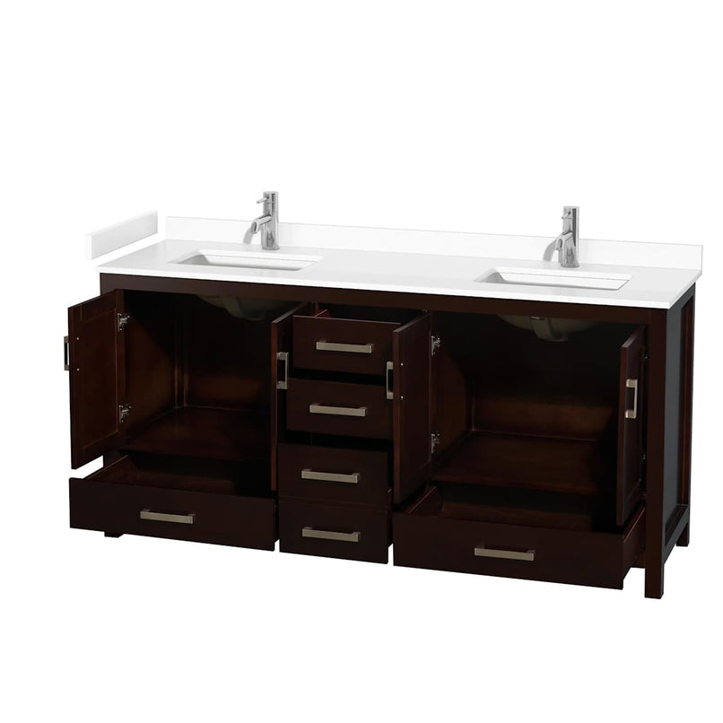 Sheffield 72" Free Standing Double Basin Vanity Set with Cabinet and Cultured Marble Vanity Top - image 13