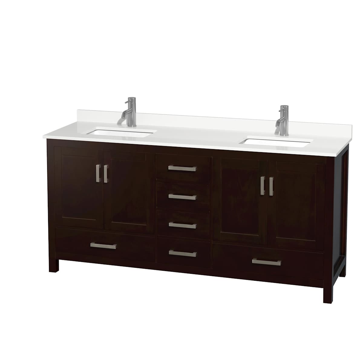 Sheffield 72" Free Standing Double Basin Vanity Set with Cabinet and Quartz Vanity Top - image 1